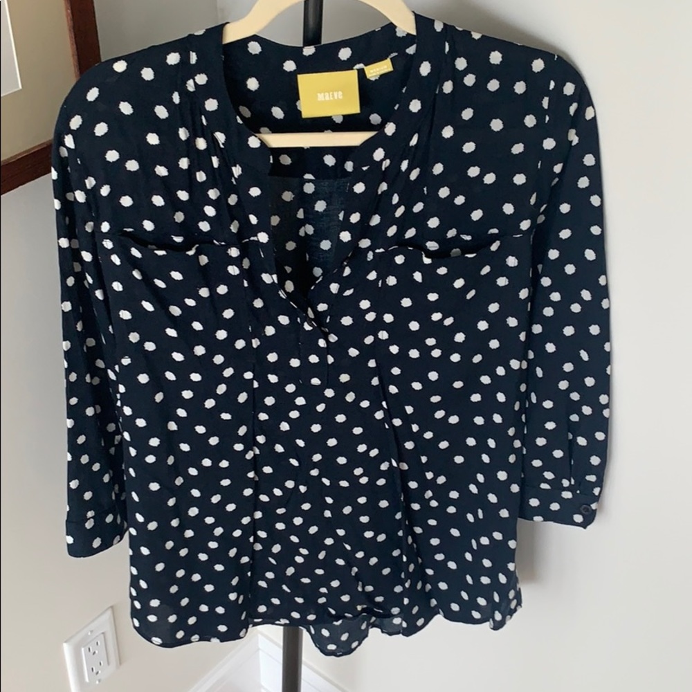 Navy polka dot blouse